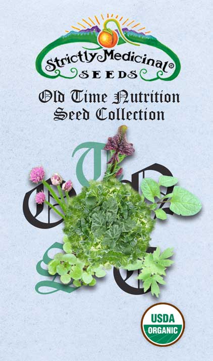 (give me that) Old Time Nutrition seed collection (5 seed packets): English Chives, Colewort, Good King Henry, Lovage, Watercress, Organic